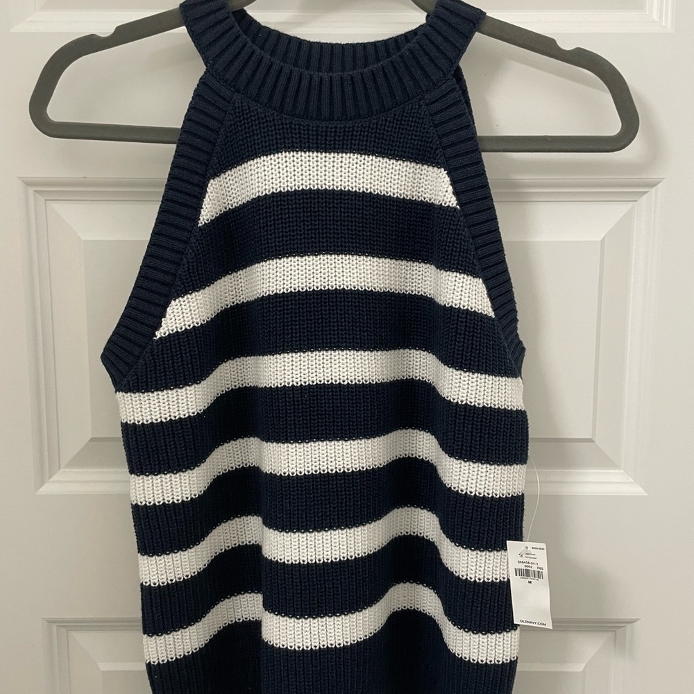 Old Navy Navy and White Striped Halter Top